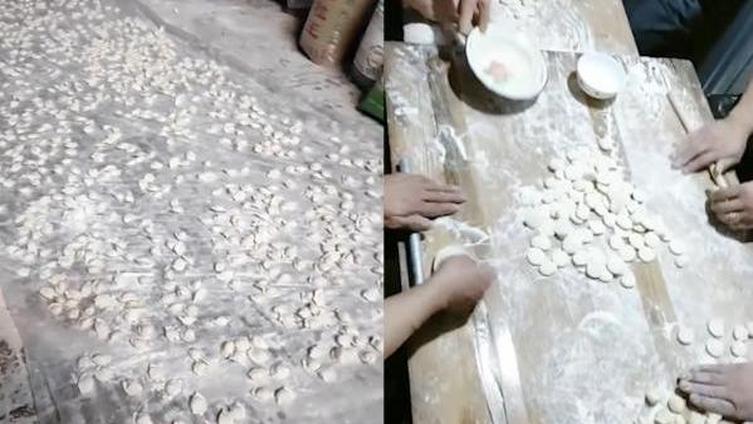 【东北人包万只饺子室外冷冻:买了近2000元的肉】近日,黑龙江鹤岗。一户人家在室外冻了一地